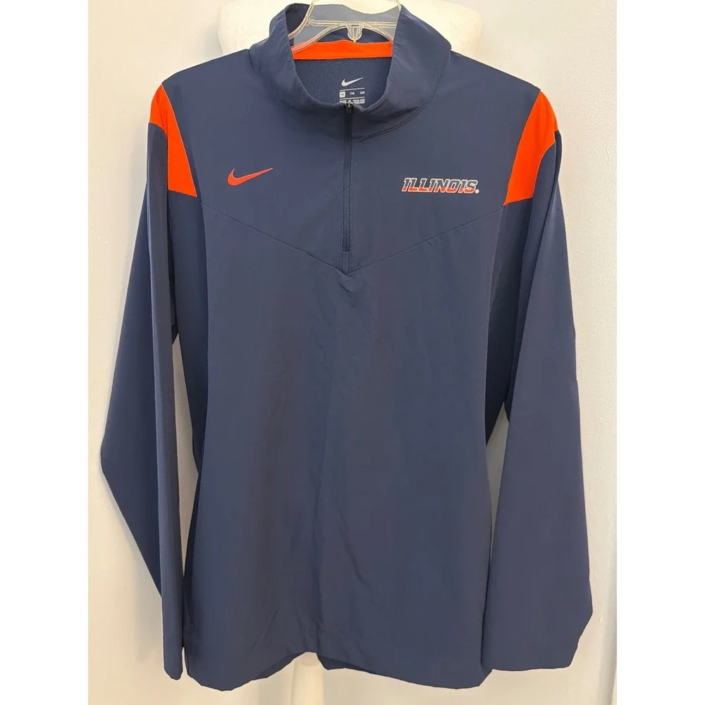 Nike On-field Fighting Illinois Mens XXL Quarter Zip Pullover